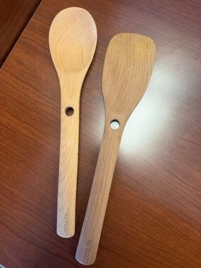 EUC Our Place Natural BeechWood Wooden Cooking Spoon & Spatula Set of 2